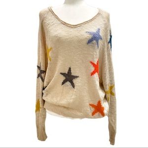 Blank Paige Multi Color Star Scoop Neck Sweater